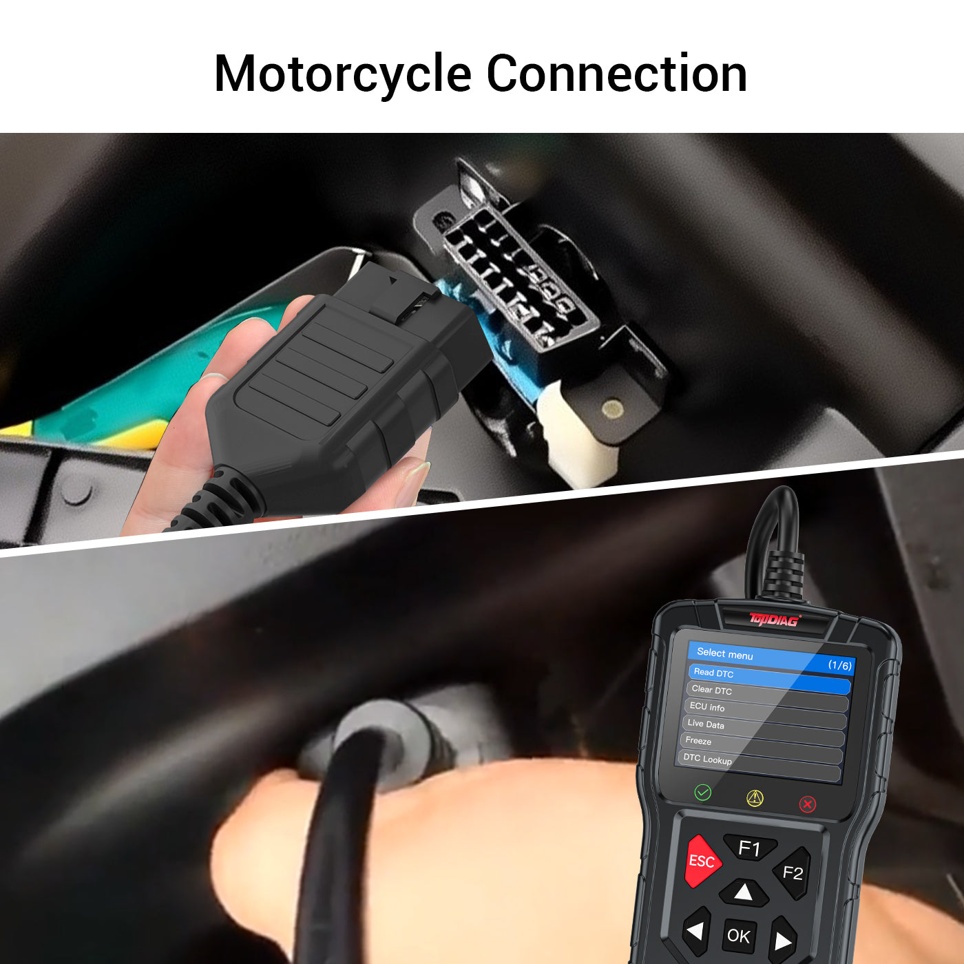 FLUTREE M60 2-in-1 OBD2 Motorcycle & Car Diagnostic Tool