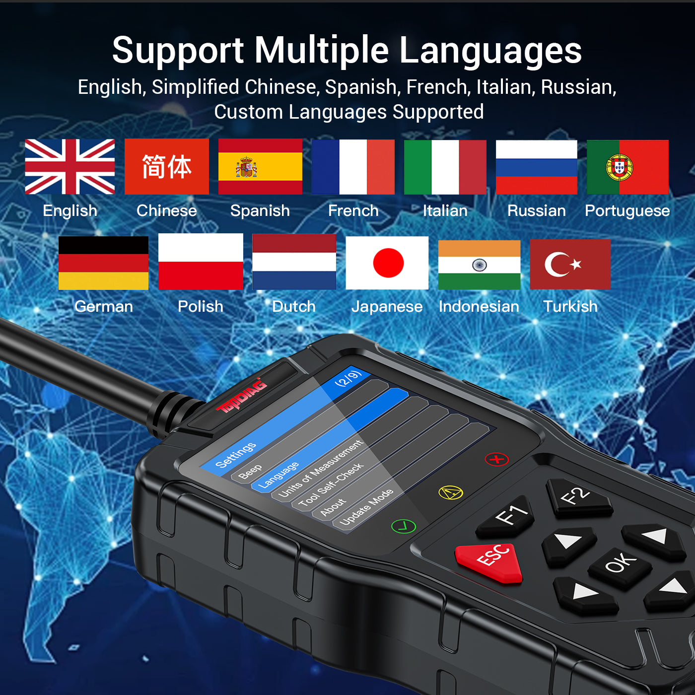 FLUTREE M60 2-in-1 OBD2 Motorcycle & Car Diagnostic Tool