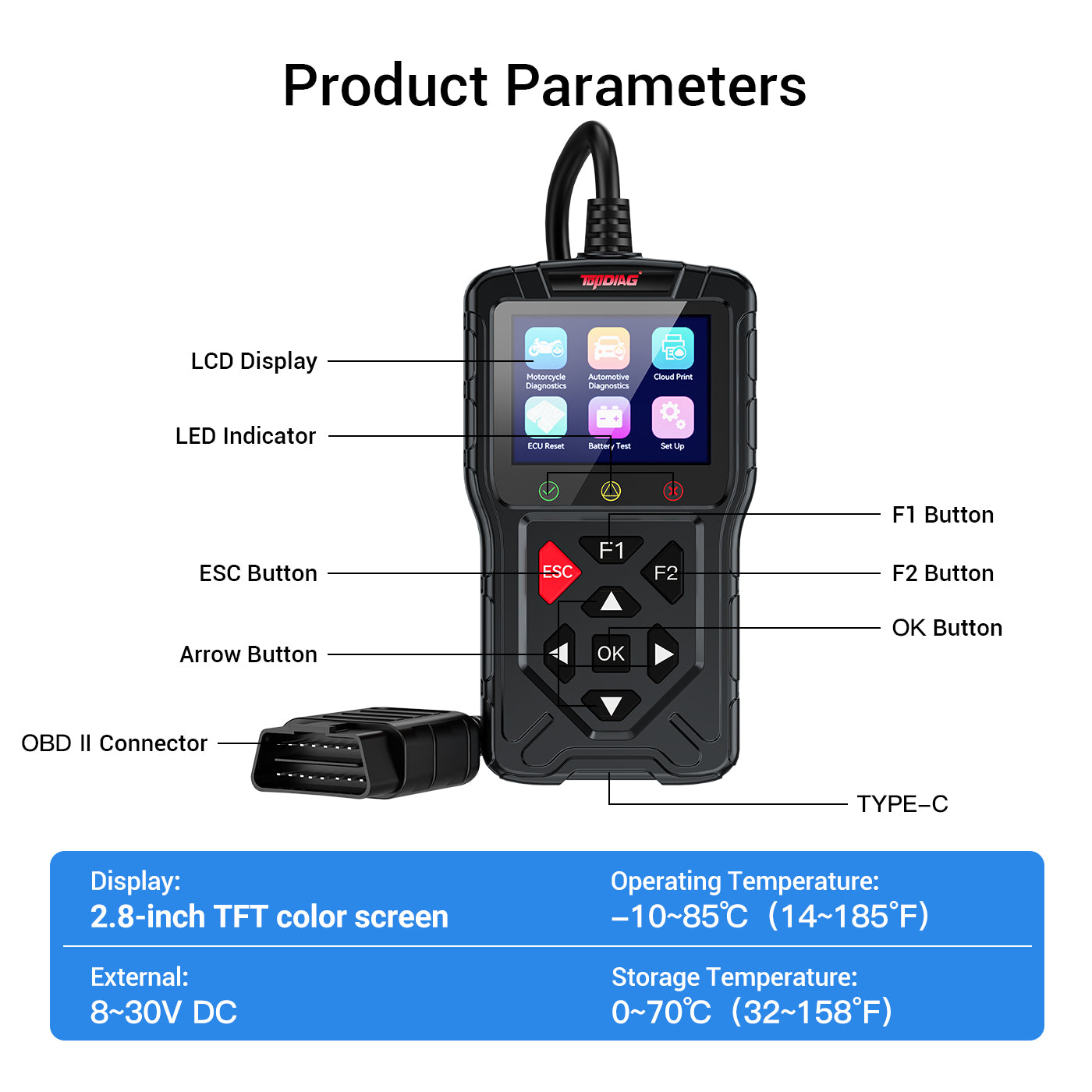 FLUTREE M60 2-in-1 OBD2 Motorcycle & Car Diagnostic Tool