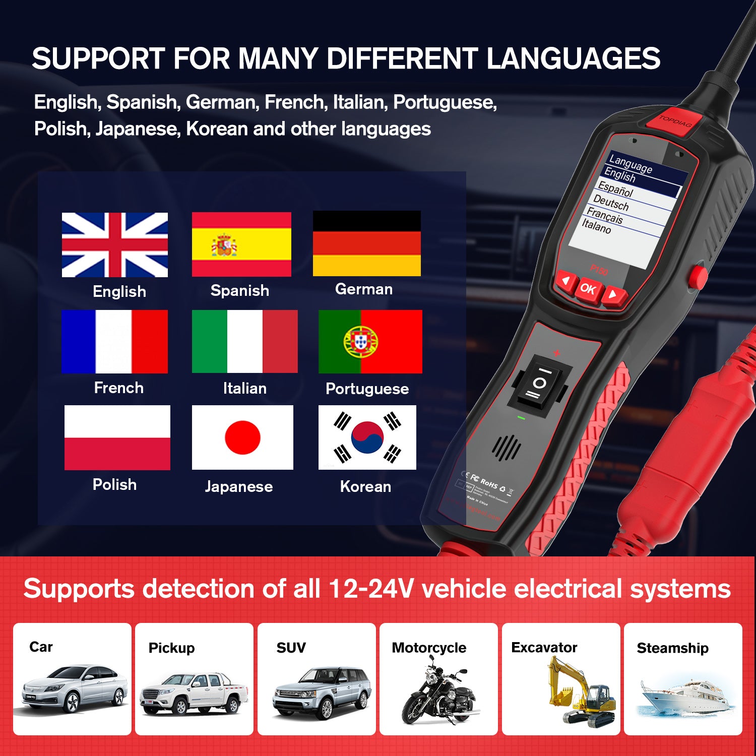 FLUTREE P150 Vehicle Electrical System Tester