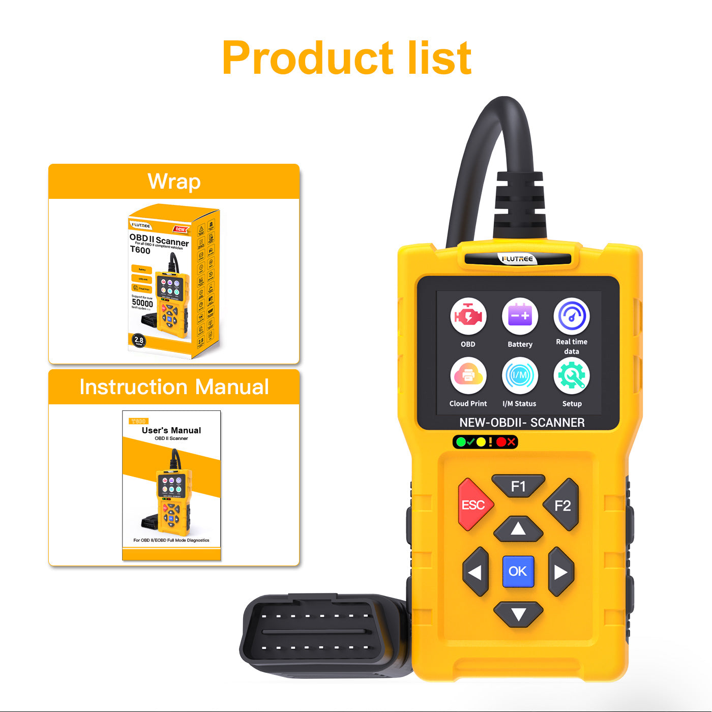 FLUTREE T600 Professional OBDII Car Scanner